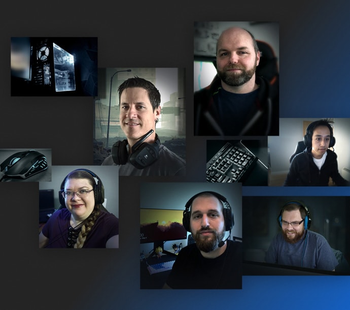 Colagem de jogadores aproveitando o Norton 360 for Gamers.